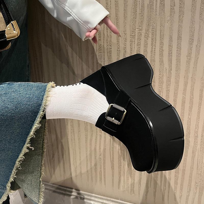 

Мода 2025 Новая обувь Толстая подошва Кожаная обувь Женская Ретро Лолита Обувь Японская Jk Форма Оригинальная Девушка Колледж Стиль 34 матовый черный