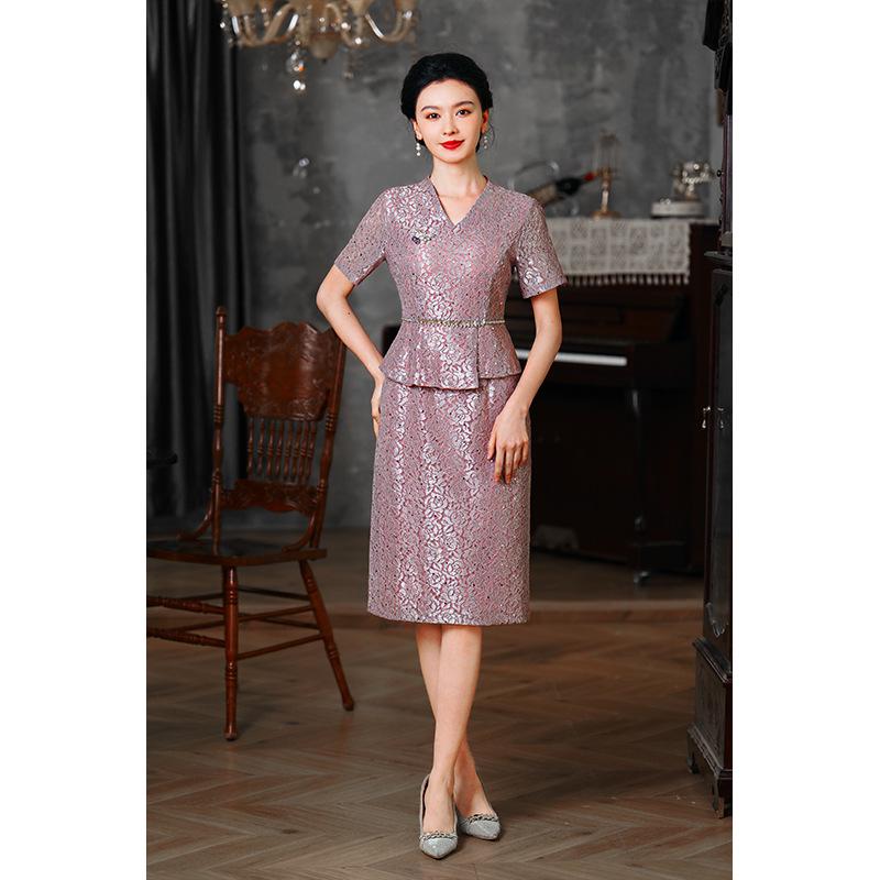 Vestido de Banquete de Boda Cheongsam de Encaje para Madre 2025