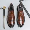Men's shoes 2025 business dress small leather shoes British style work shoes Brock shoes youth one piece 2025