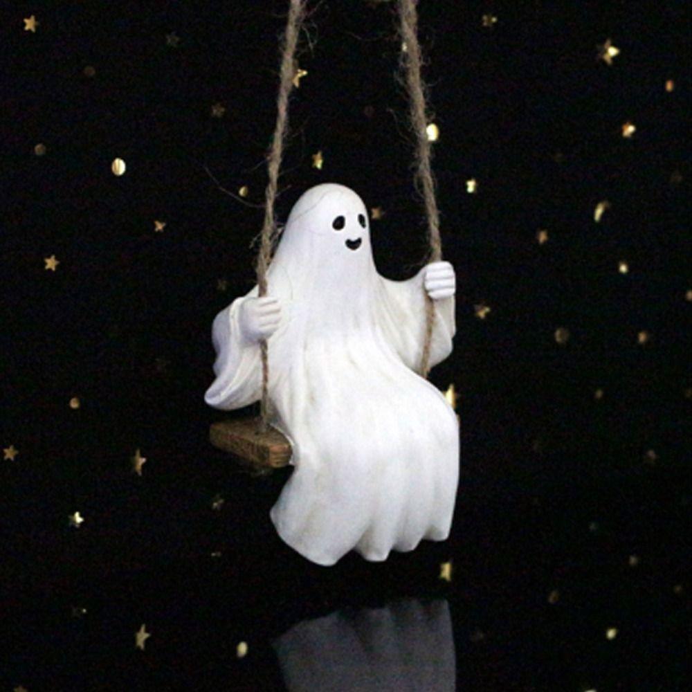 Small Figurine Car Decor Pendant Resin Ghost Ornaments Ghost Swing Pendant  Halloween Decoration