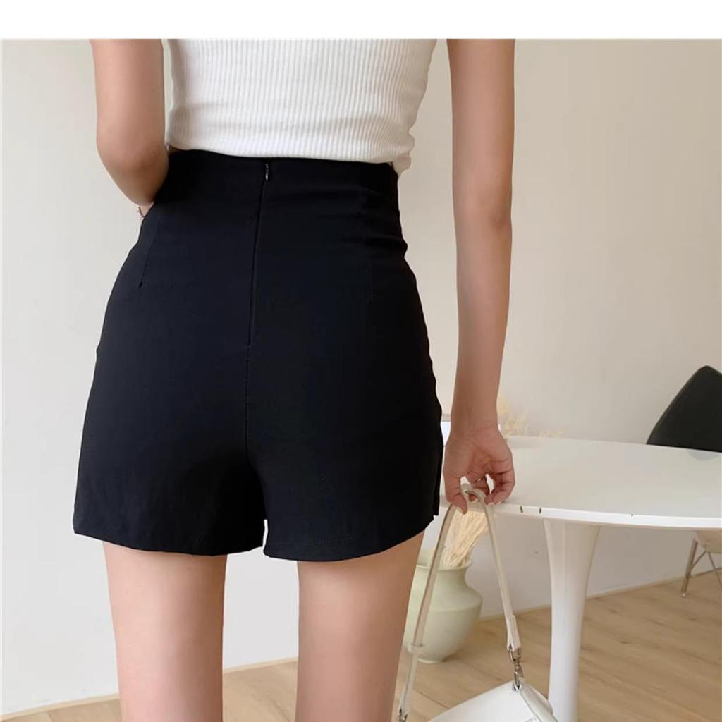 Schwarze hochtaillierte A-Linien-Culottes: Damen Frühling 2025 Sexy Minirock