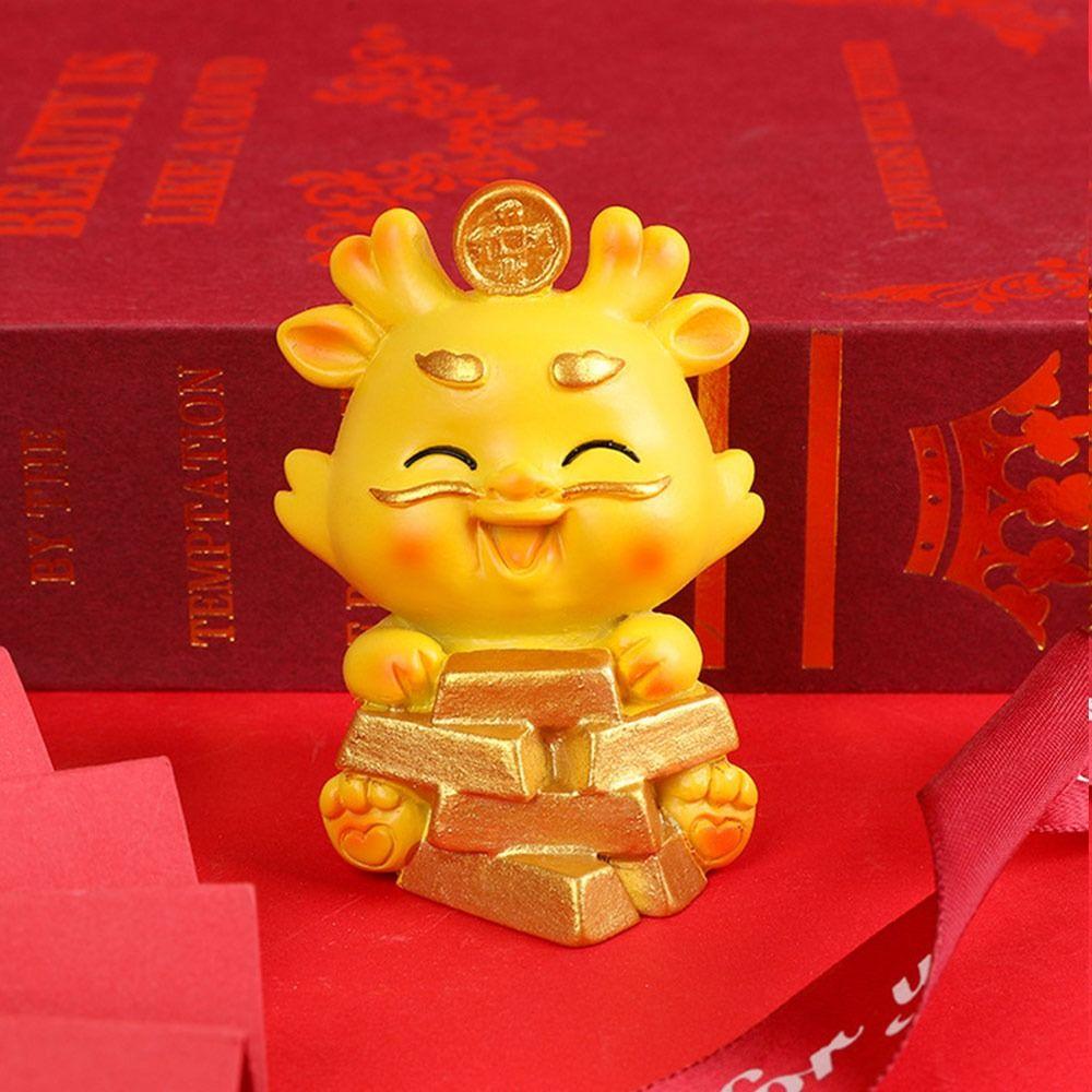 

Gold Chinese Zodiac Dragon Statue Resin Desktop Knickknacks Resin Miniature Dragon Figurines 6