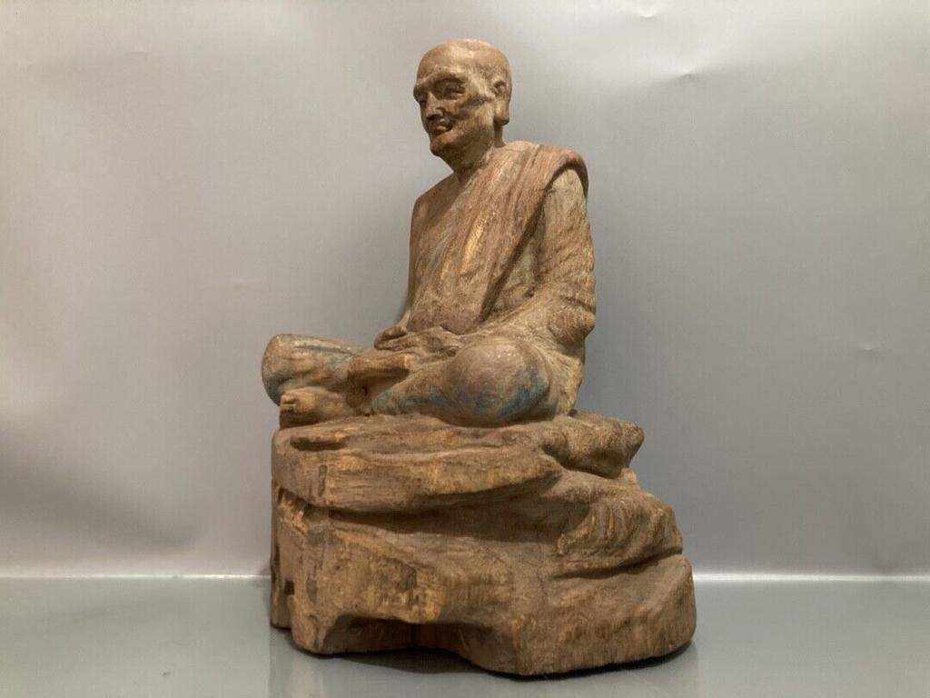 Antique Vintage China Old Wood Wooden Carved Buddha Statue Home Decor Sculpture