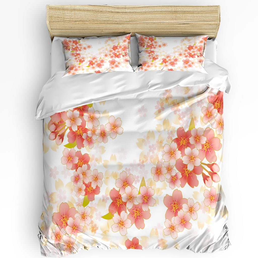 Japanese Mount Fuji Sakura Tree Flower Duvet Cover 3pcs Bedding Set Home Textile Quilt Cover Pillowcases Bedding Set No Sheet