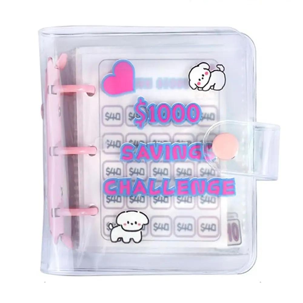 Mini Money Saving Binder PVC Cash Envelopes Mini Budget Binder $150/300/500/1000 Durable Savings Challenges Book