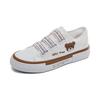 Canvas Shoes Women's New Summer Student Versatile Elastic Band Embroidered Bear Board Shoes One Pedal Lazy Shoes Women