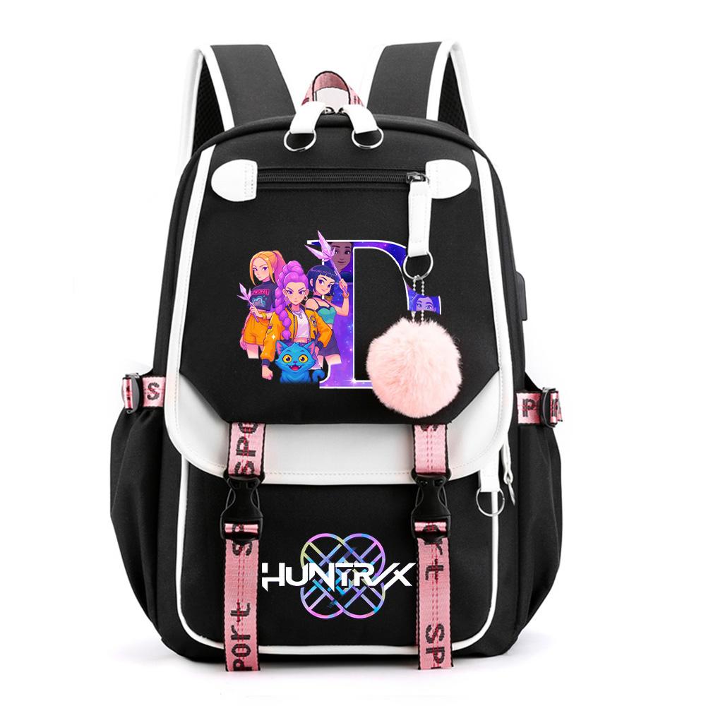 Anime Cartoon 26 English Letter Printed Backpack for Teenager Student Girl Boy Bookbag Large Capacity Travel Bag Kid Gift