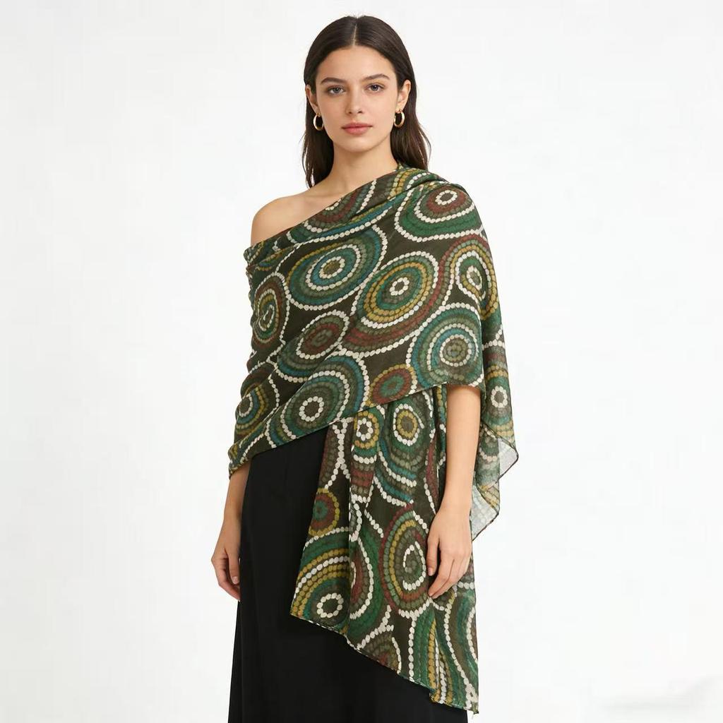 Korean Cotton Print Women's Oversized Scarf: Fashionable Beach Towel & Silk Shawl, Dual-Use Sun Protection
