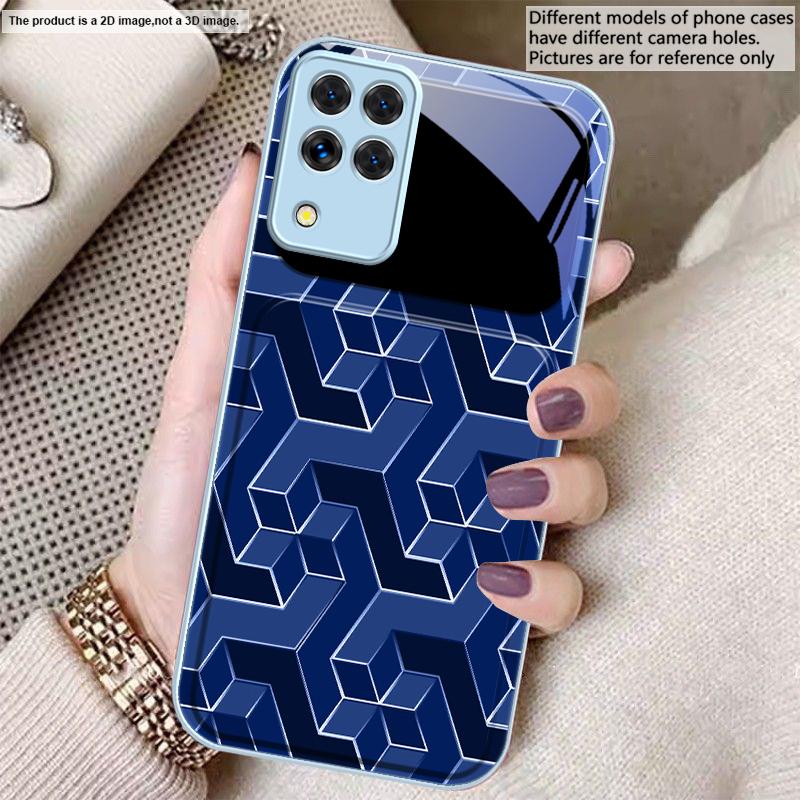 Abstraktes geometrisches Gitter Für Samsung A20 30 22 23 24 25 26 31 32 33 34 35 42 50 51 52 53 54 55 56 70 71 72 73 Glas-Handyhülle