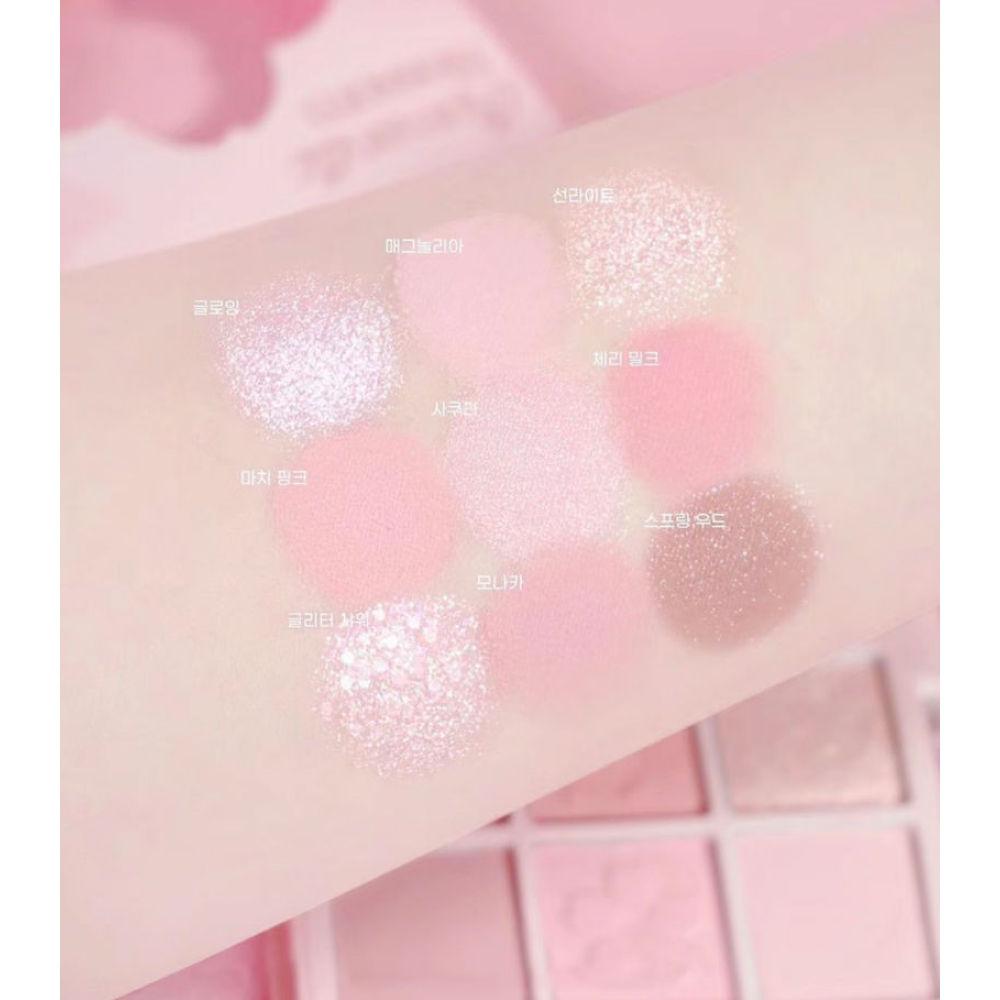 Romantic Sakura 9 Color Eyeshadow Palette Matte Pearlescent Milk Tea Peach Color Makeup Palette