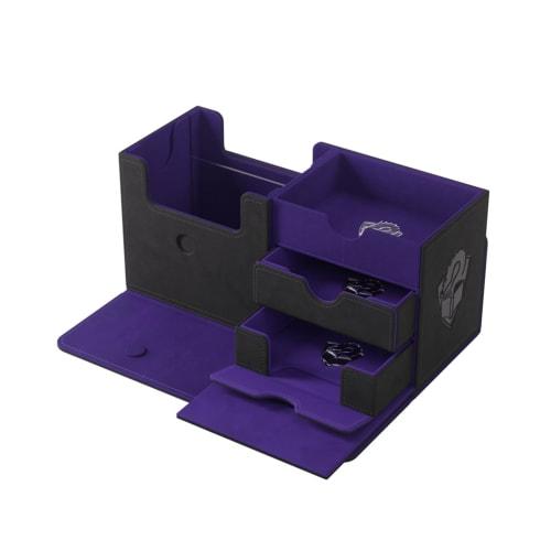 Gamegenic The Academic 133+ XL Premium Deck Box - Double-Sleeved Card Game Protector, Holds Up To 122 Cards and Gaming Accessories, Black/Purple