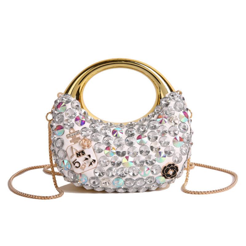 

Мини акриловая сумка европейская и американская мода нишевые пайетки персонализированная на плечо сумка-полумесяц женская цепочка вечерняя сумка прилив