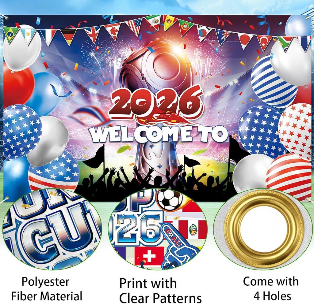 QZB2655 World Cup 2026 USA-Canada-Mexico Flag Decor Banner