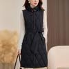 Fashion Winter Women's Vest Faux Fur Collar Thick Warm Sleeveless Jackets Woman Long Coat With Belt