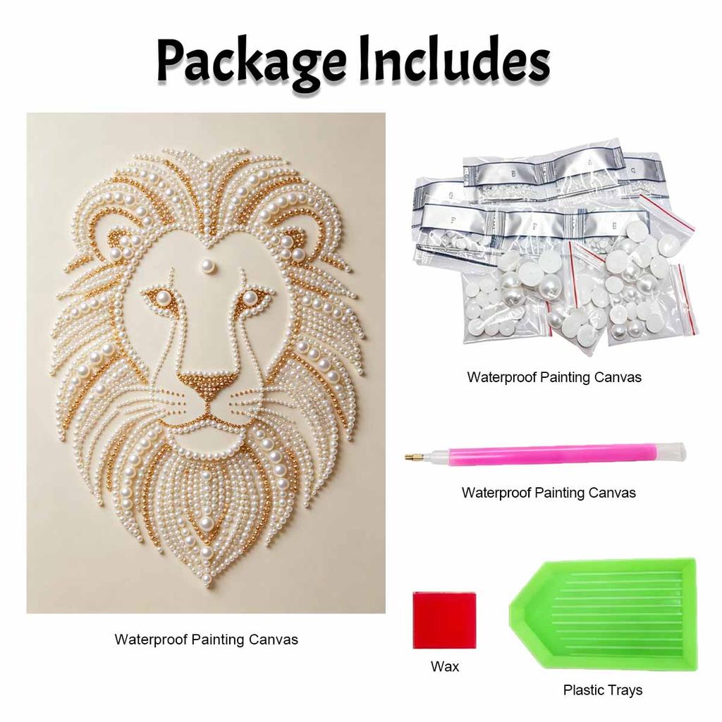 DIY Pearl Embroidery Diamond Painting Kit Majestic Lion Sparkling Beads Art Craft Handmade Decoration Gift for Home