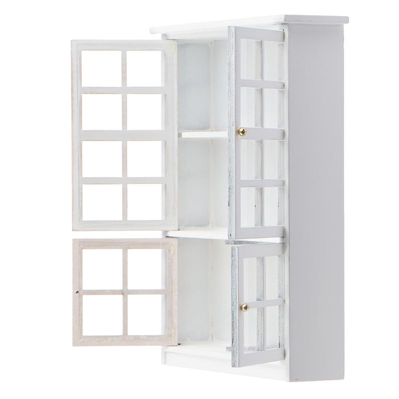 1:12 Dollhouse Miniature White Wood Cupboard Shelf Furniture Model