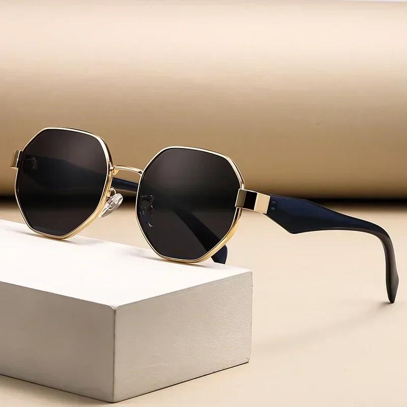 Versatile Elegant Metal Polygonal Frame Sunglasses Travel Driving Beach Street Shooting Sun Protection Uv400 Shades Glasses