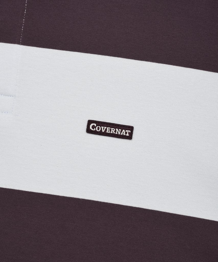 COVERNAT Striped Rugby Collared T-Shirt Purple