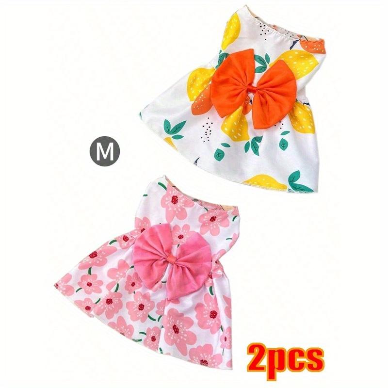 Summer Princess Dog Dress For Small Medium Dogs - Cute Printed Bowknot Lace Pet Skirt | Fashionable Puppy Apparel For Poodle Chihuahua & Small Breeds