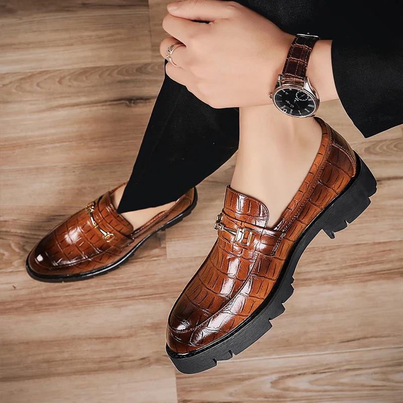 Luxusmarke Herren Klassische Slipper Mode Lässige Lederschuhe Hohe Qualität Bequem Leicht Dicke Sohle Outdoor Kleiderschuhe