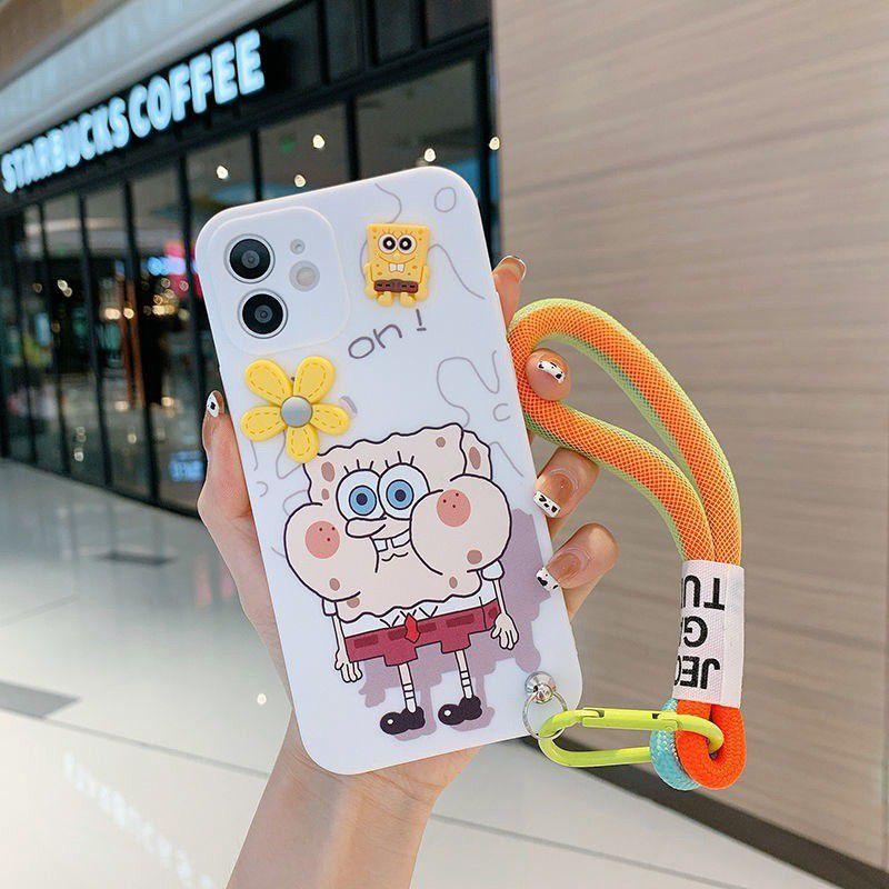 Cute Spongebob Iphone Case For 13/12/11 Pro Max And More High-quality Silicone Material For Strong Protection