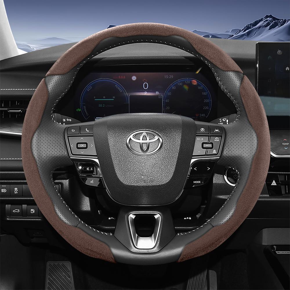 Suitable for Toyota Sports Suede Steering Wheel Cover with Split Snap-On Design for Rav4 Hilux Camry Yaris Corolla Cross Kluger Grand Highlande