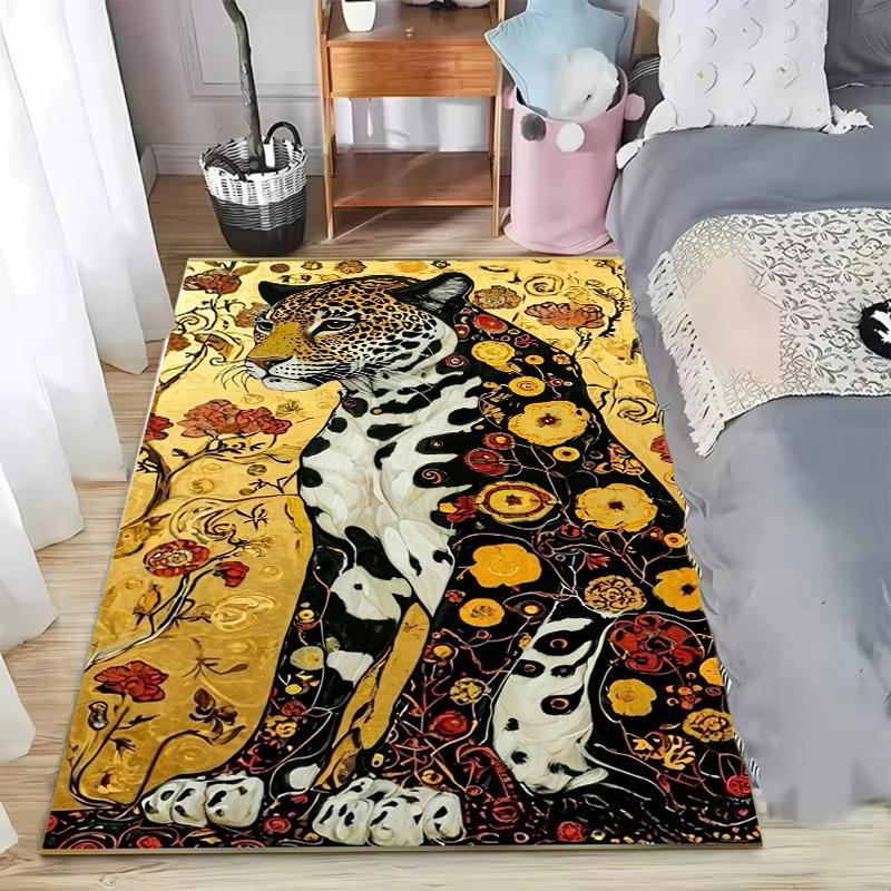 Tiger Print Carpet Japanese Anime Style Pattern Rug for Living Room Bedroom Soft Floor Mat Bold Art Home Decor