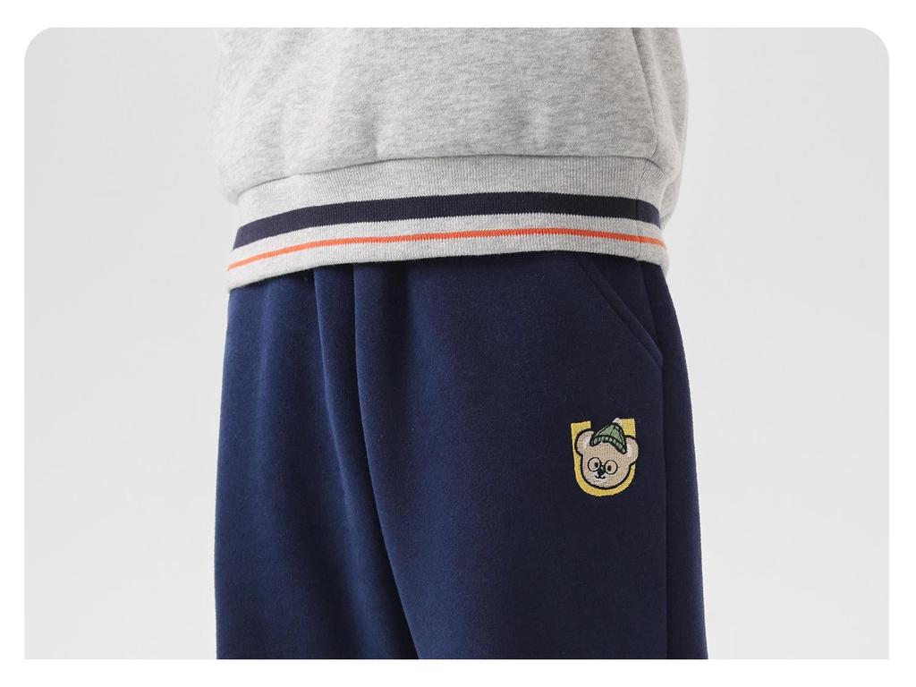 European Boy's Fleece-Lined Knit Sweatpants for Winter 2025