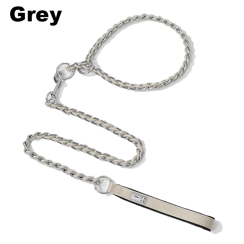 

Anti bite breakage Pet dog chain Walking Dog Leash With Continuous Bite Resistance P-Chain P-Shaped rope Collar Pet Dog Supplie сірий