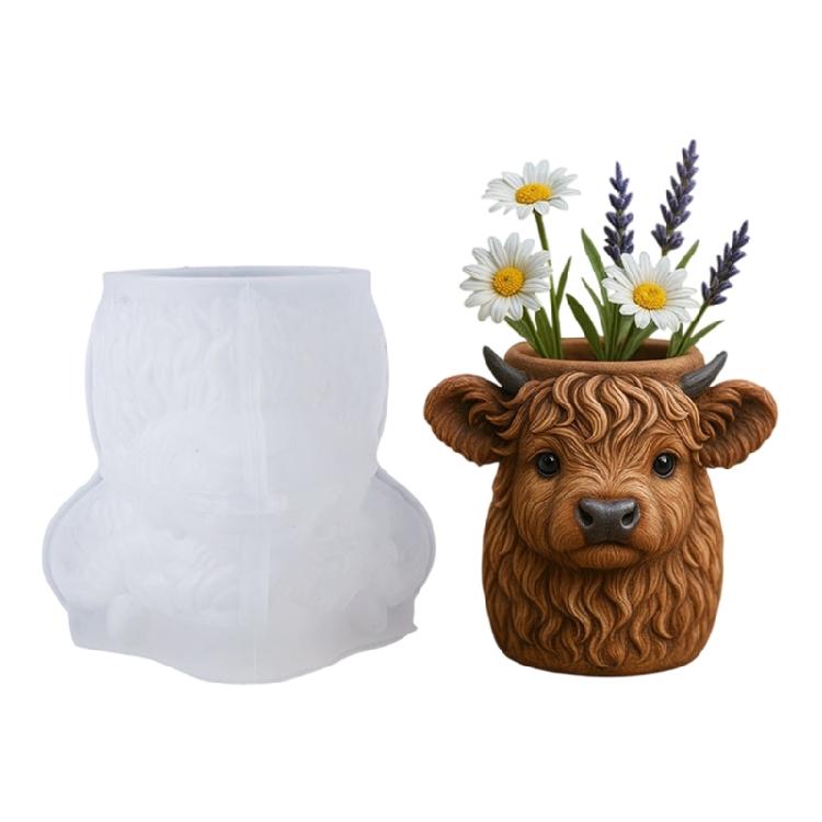 Decorationative Silicone Mold for Cow Flower Pot Home Decoration Plant Container Mould Craft Lovers Gift 1