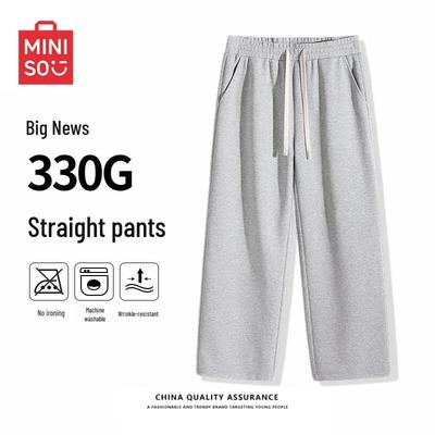 MINISO Herren Schwergewichtige Straight-Leg Freizeithose