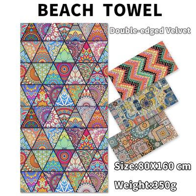 80x160CM Double-Edged Velvet Microfiber Beach Towel Large Gym Sport Swimming Pool Towel Women Big Yoga Mat Fashion Summer Surf Robe Blanket