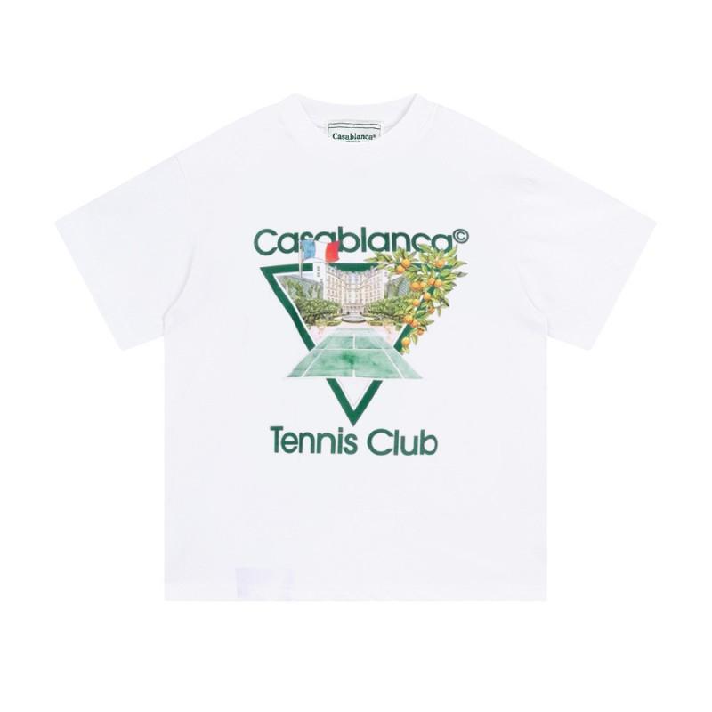 Casablanca Unisex Short Sleeve T-Shirt With Cosmic Castle Letter Print Loose Fit Cotton Tee
