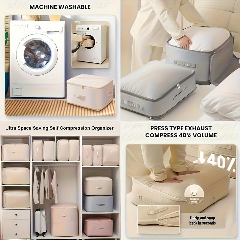 Vacuum Compression Storage Bag - Space-Saving Nylon Organizer with Zipper Closure for Clothes, Pillows & Kitchen Essentials, No Electricity Needed