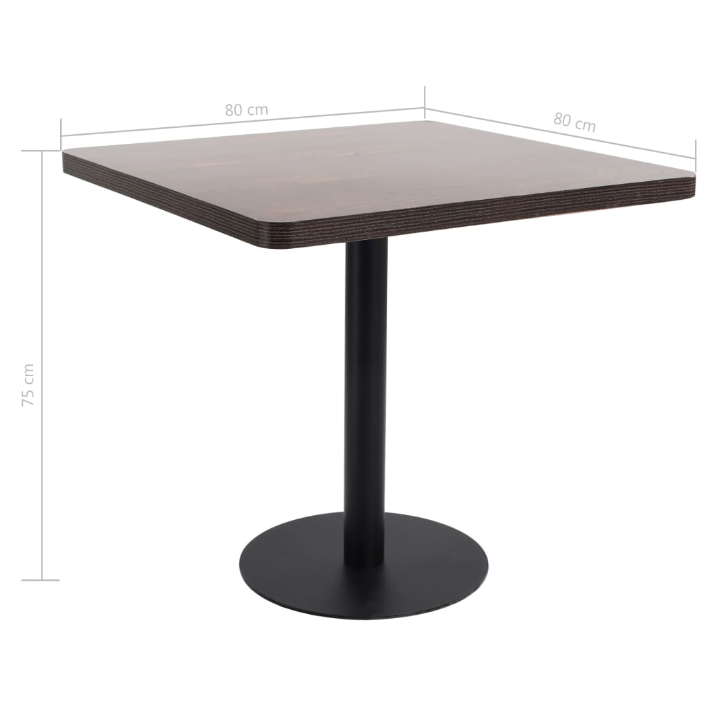 Bistro Table Dark Brown 80x80 cm MDF