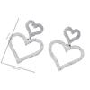 Elegant Double Heart Earrings - Shiny and Gorgeous Hollow Design Pendant Jewelry, Suitable for Formal Parties, Weddings, and Daily Wear