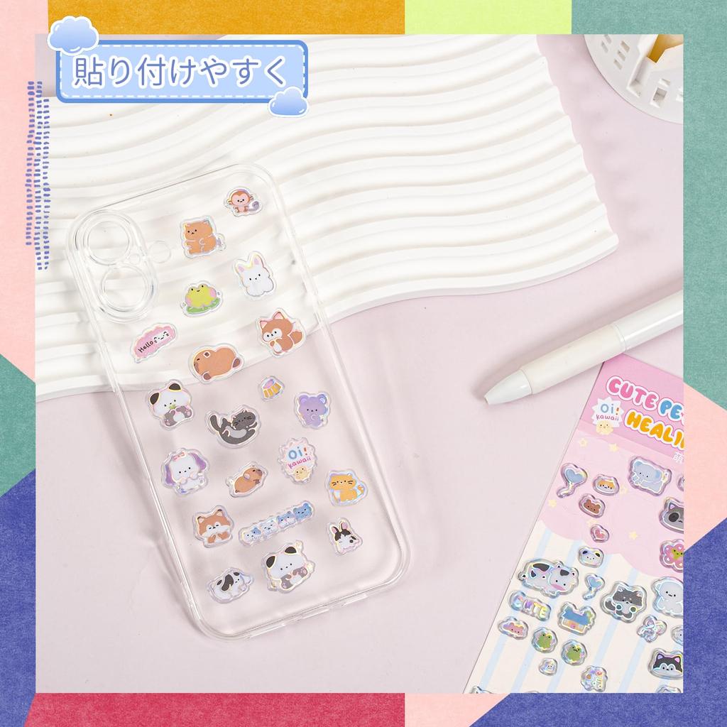 3D Aufgeblähte Niedliche Bunte Glas Belohnungsaufkleber zum Dekorieren von Handy-DIY und Mehr Aufkleber, Haustiere, Glänzend, Handys, Tagebücher, Bastelarbeiten,