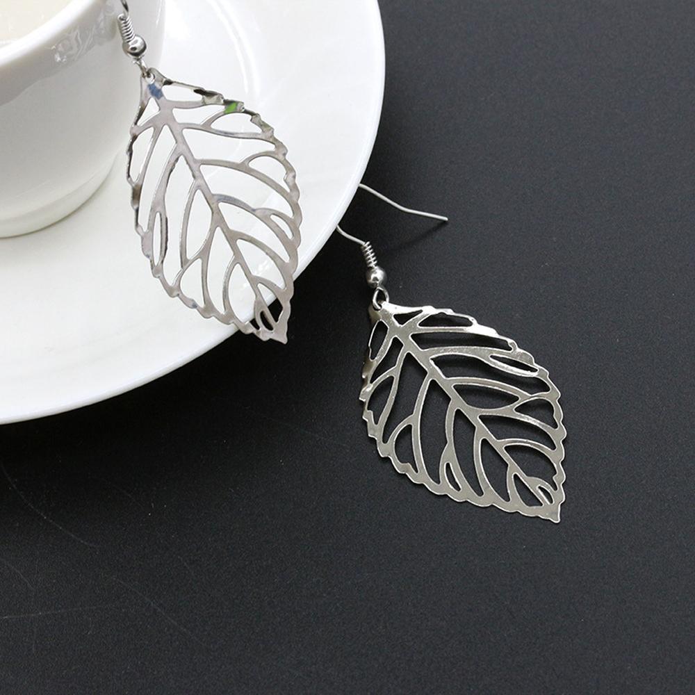 SUMENG 2024 New Fashion Jewelry Hollow Metal Leaf Dangling Long Statement Drop Earrings For Women Gifts