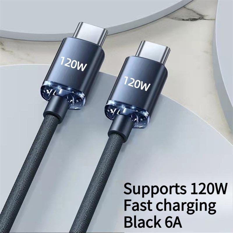 1PC 120W Fast Charging Braided Dual Typec Data Cable PD Flash Charging C to C Charger Cable