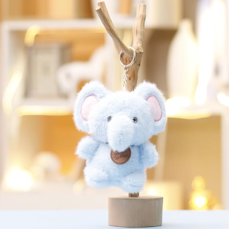 

Cute Cartoon Elephant Animal Plush Toy Pendant Keychain For Backpacks And Keys синій