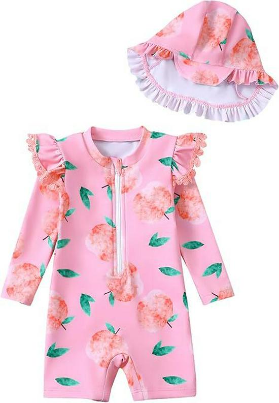 

Милый двухсекционный купальник для девочки-младенца с принтом, коллекция 2026 2-3 Years лист/розовый