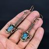 Rainbow Calsilika 999 Copper Wire Wrapped Earrings, Handmade Gemstone Jewelry Earrings For Memorial Day