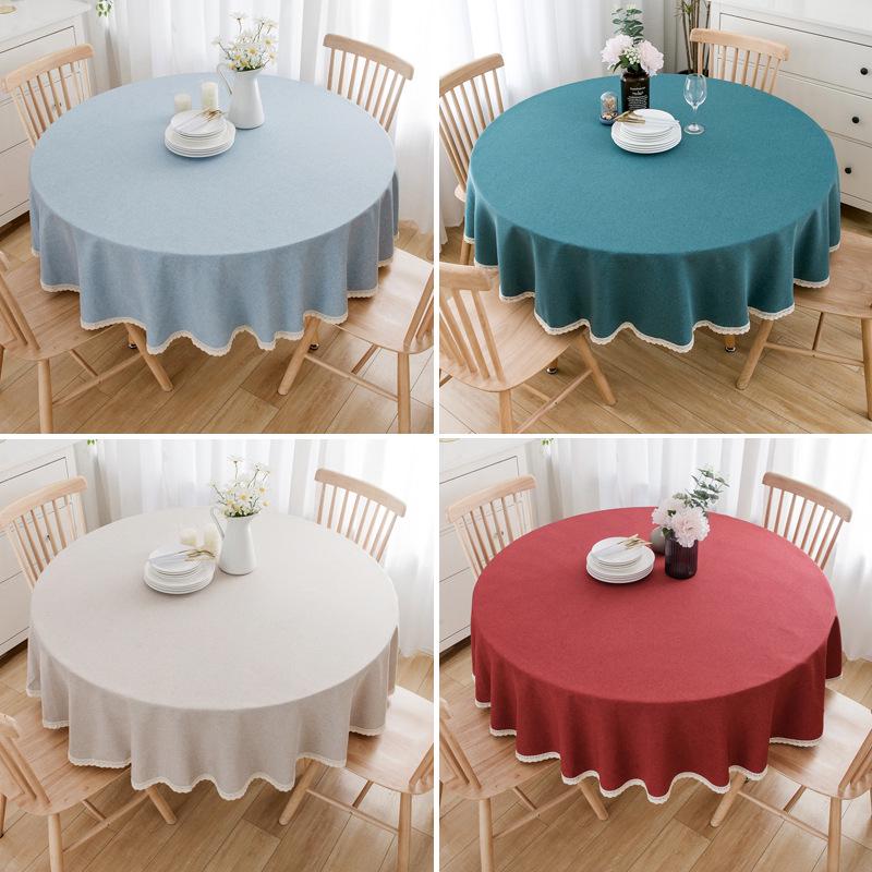 Round Waterproof & Oil-Proof Tablecloth - Solid Color, Premium Quality, Wash-Free Dining Table Cover