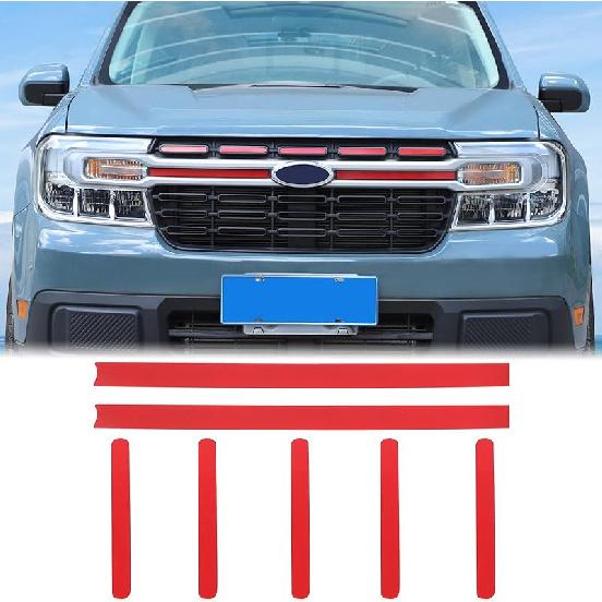 Aunginsy Car Front Bumper Grille Trim Strip Compatible with Ford Maverick 2022-2024 Front Grill Grille Mesh Inserts Cover Front Face Badge Side