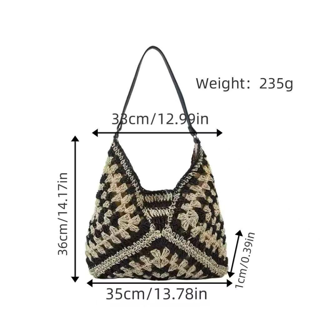 

2026 Women s Versatile Straw Beach Bag: Fashionable, Simple, Large Capacity for Seaside Vacations чорний