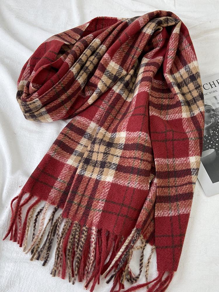 Women Winter Retro Knitted Scarf Headscarf Ladies Men Casual Preppy Plaid Warm Scarve Mujer Male Wrap Shawl Unisex New Korean