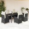 VidaXL Garden Dining Set Cushions 7pcs Black Wicker 3213171