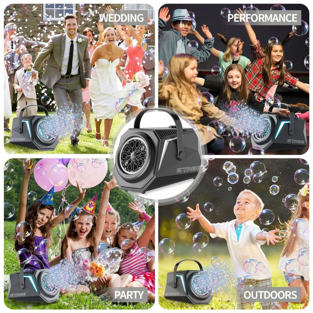 10 Holes Bubble Machine Electric Charging Remote Control Squirt Toy for Outdoor Garden Party Create Surprises Bubble Blower Kids