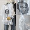 Large size ice silk hot diamond drawstring bud sleeve t-shirt women's, summer new loose and thin fashion short-sleeved top