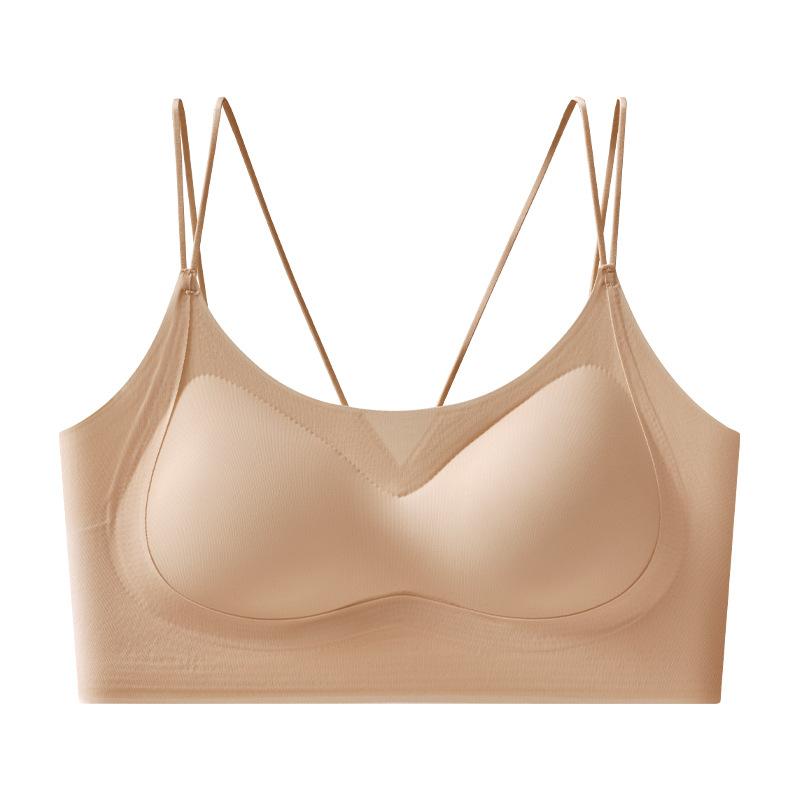Skin Tone Seamless Wireless Bra with Double Thin Cross Straps M дубильная кора